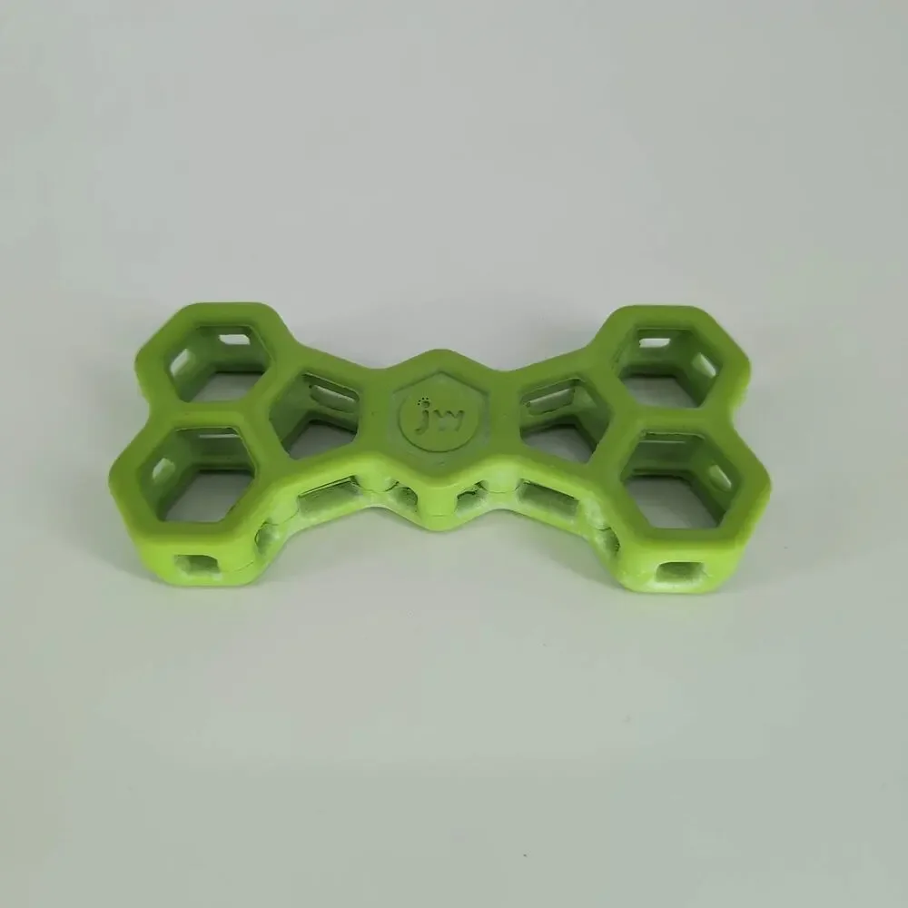 JW Pet Hol-ee Bone Lime Green Puppy Dog Toy / Puzzle / Chew Treat Toy - GUC